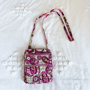 Vera Bradley Pink Paisley Floral Pattern Quilted Crossbody Purse